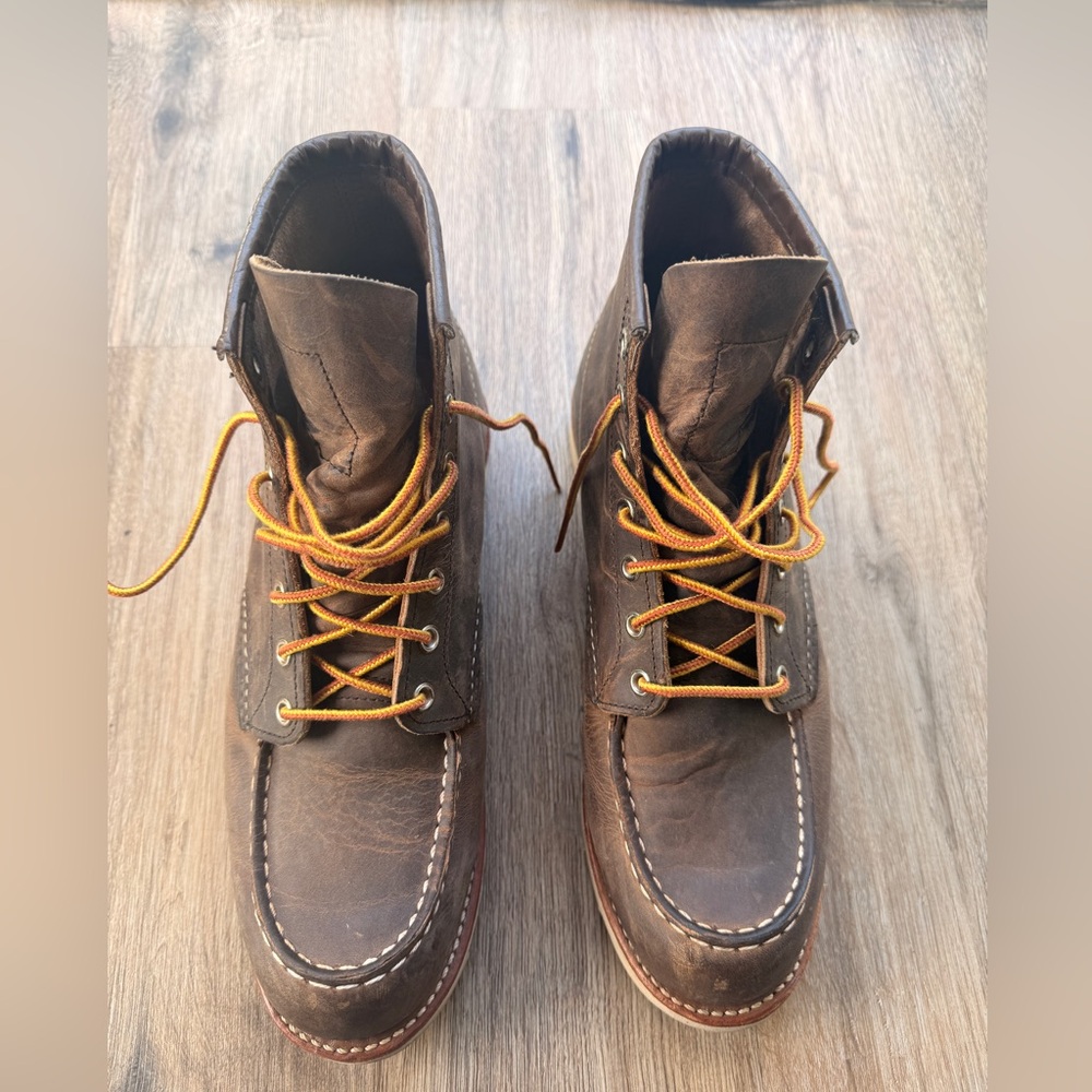 Red Wing Shoes Dark Brown Leather Boots with Yellow Laces